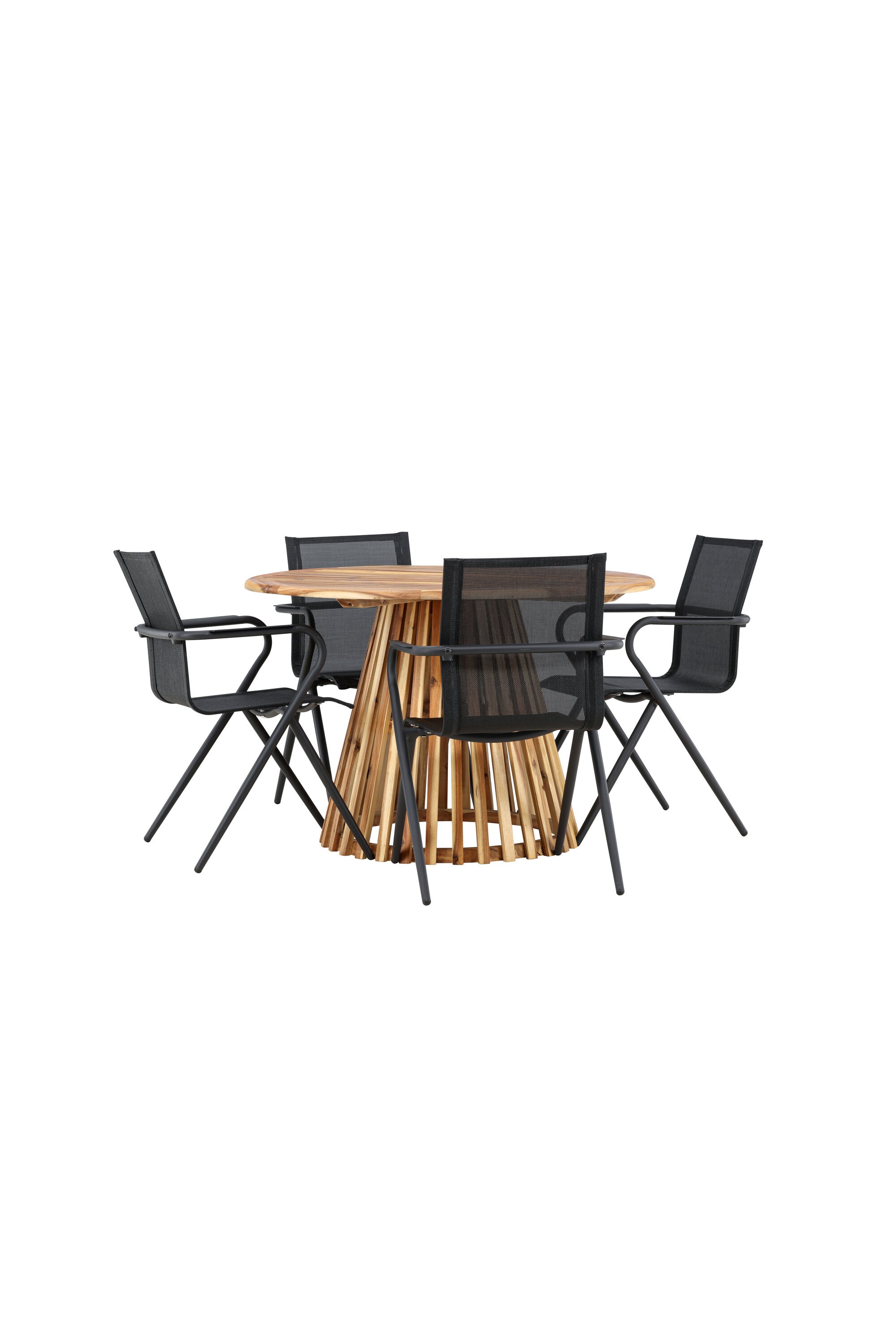 Lumpur Gartentisch Set rund + Alina in Natur/Schwarz präsentiert im Onlineshop von KAQTU Design AG. Gartentischset ist von Venture Home