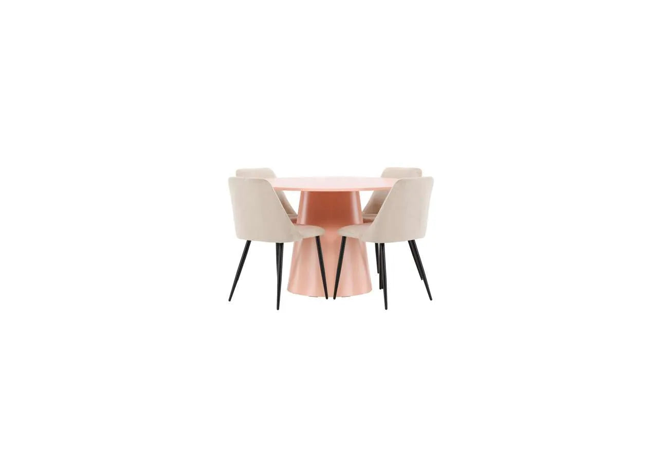 Esstisch Lanzo mit Nachtstuhl in Pink präsentiert im Onlineshop von KAQTU Design AG. Esszimmerset ist von Venture Home