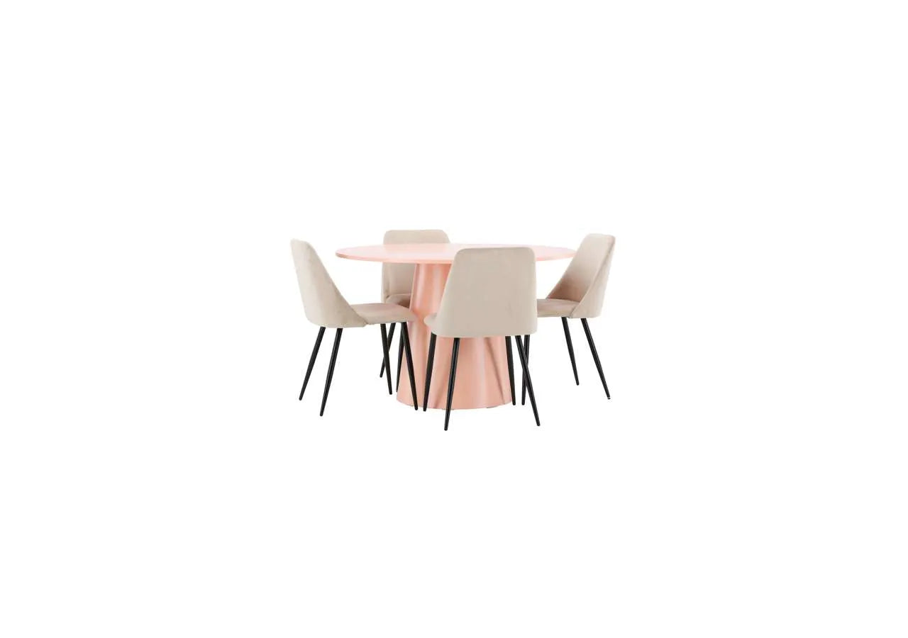 Esstisch Lanzo mit Nachtstuhl in Pink präsentiert im Onlineshop von KAQTU Design AG. Esszimmerset ist von Venture Home