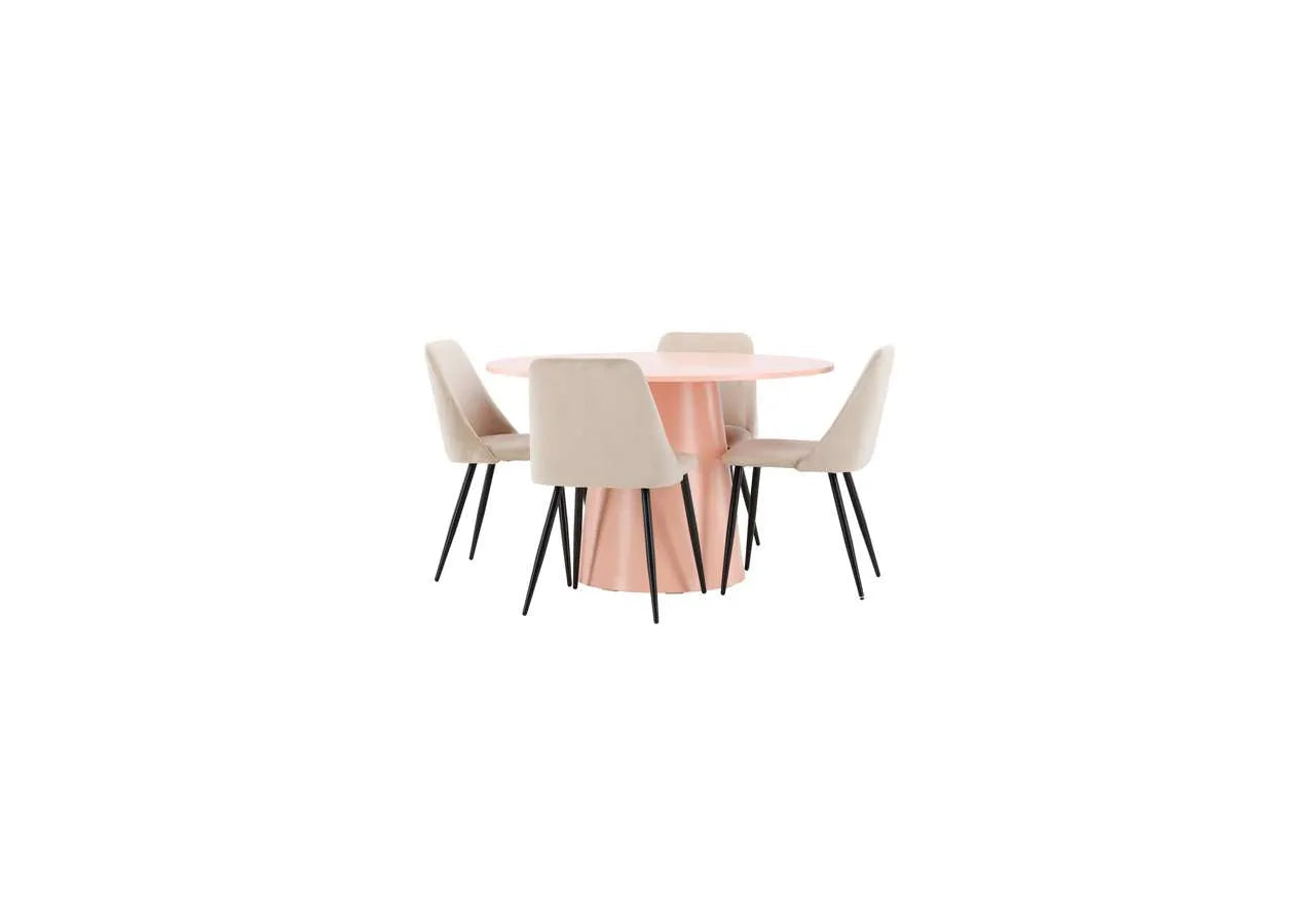 Esstisch Lanzo mit Nachtstuhl in Pink präsentiert im Onlineshop von KAQTU Design AG. Esszimmerset ist von Venture Home