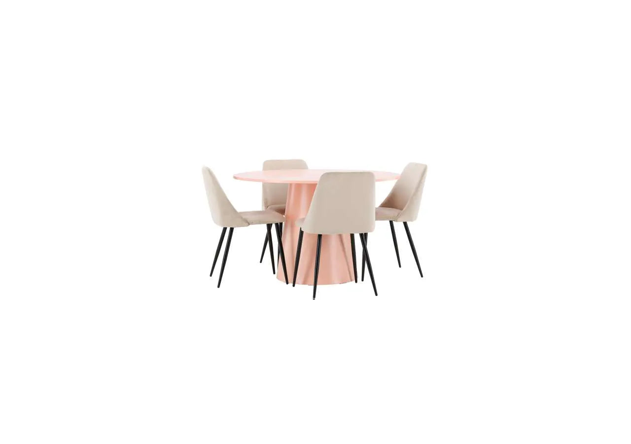 Esstisch Lanzo mit Nachtstuhl in Pink präsentiert im Onlineshop von KAQTU Design AG. Esszimmerset ist von Venture Home