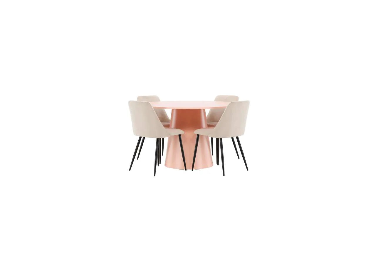 Esstisch Lanzo mit Nachtstuhl in Pink präsentiert im Onlineshop von KAQTU Design AG. Esszimmerset ist von Venture Home