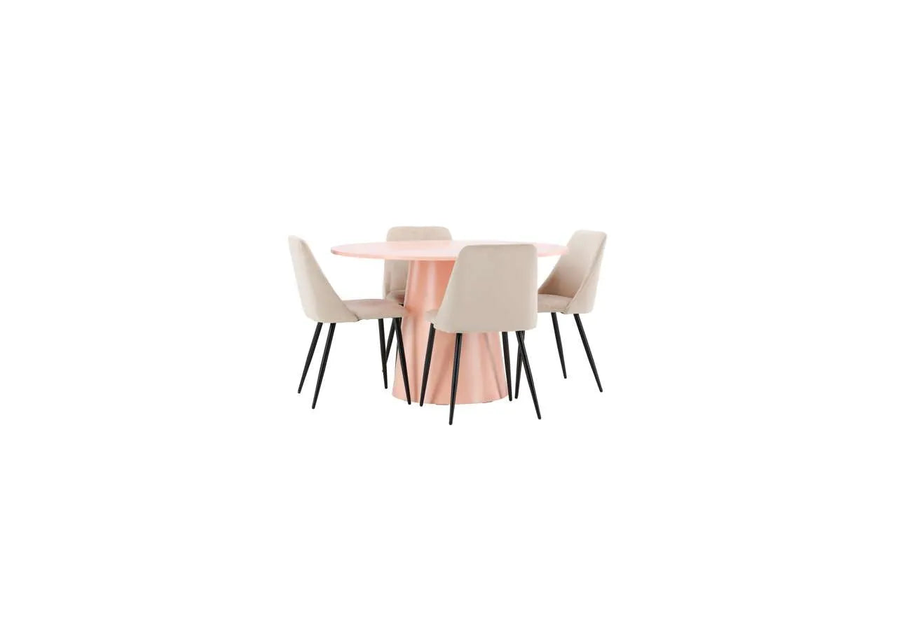 Esstisch Lanzo mit Nachtstuhl in Pink präsentiert im Onlineshop von KAQTU Design AG. Esszimmerset ist von Venture Home