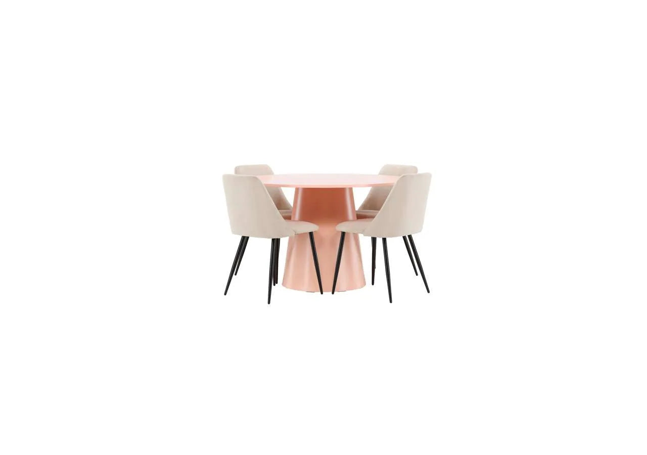 Esstisch Lanzo mit Nachtstuhl in Pink präsentiert im Onlineshop von KAQTU Design AG. Esszimmerset ist von Venture Home