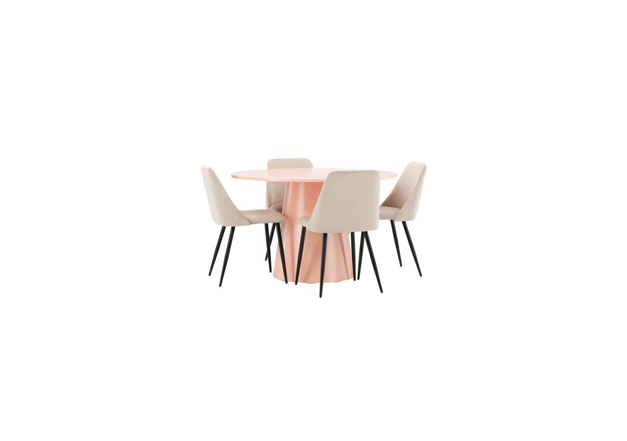 Esstisch Lanzo mit Nachtstuhl in Pink präsentiert im Onlineshop von KAQTU Design AG. Esszimmerset ist von Venture Home