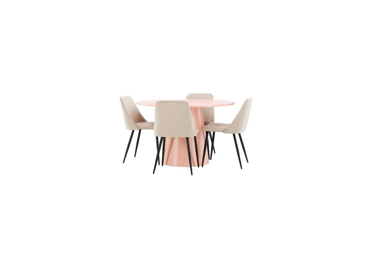 Esstisch Lanzo mit Nachtstuhl in Pink präsentiert im Onlineshop von KAQTU Design AG. Esszimmerset ist von Venture Home