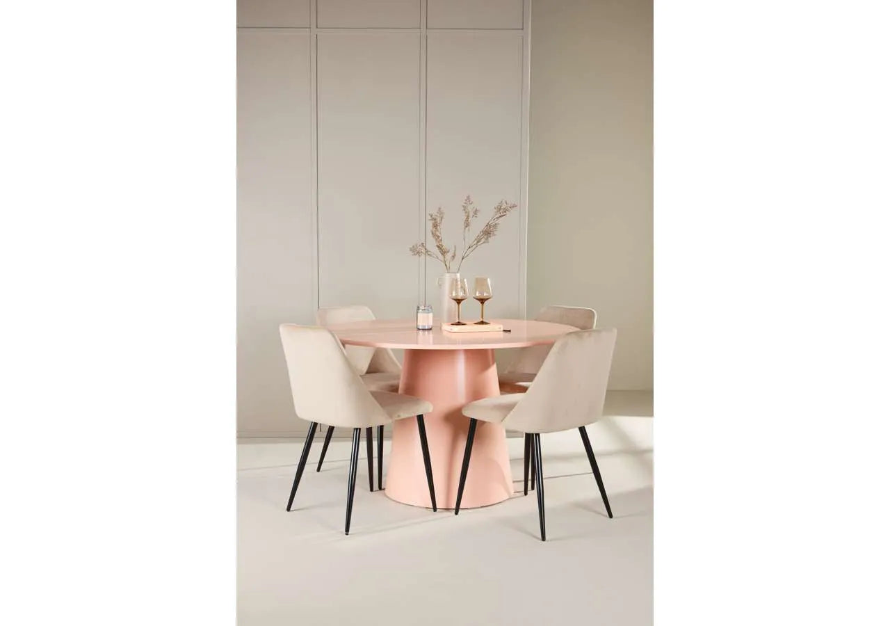 Esstisch Lanzo mit Nachtstuhl in Pink präsentiert im Onlineshop von KAQTU Design AG. Esszimmerset ist von Venture Home