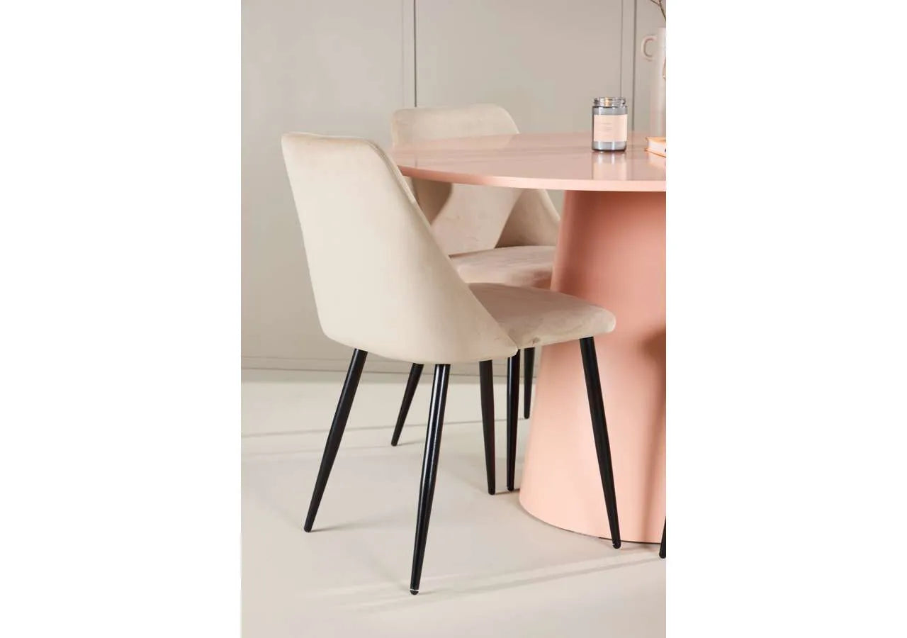 Esstisch Lanzo mit Nachtstuhl in Pink präsentiert im Onlineshop von KAQTU Design AG. Esszimmerset ist von Venture Home