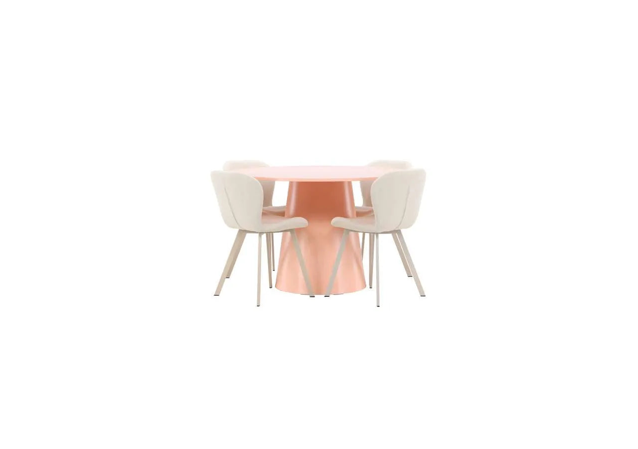 Esstisch Lanzo mit Lilja Stuhl in Pink präsentiert im Onlineshop von KAQTU Design AG. Esszimmerset ist von Venture Home