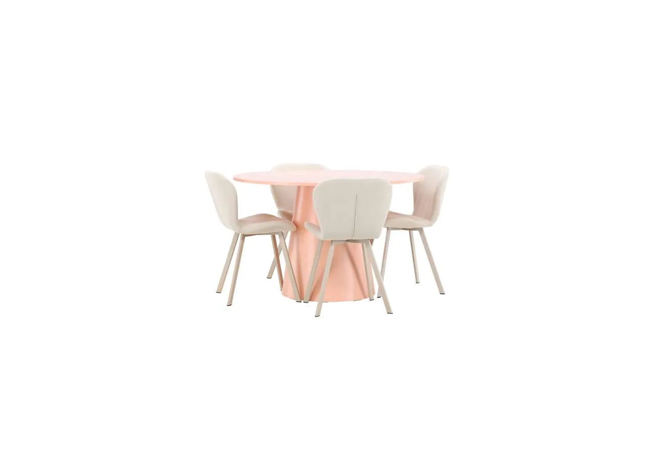 Esstisch Lanzo mit Lilja Stuhl in Pink präsentiert im Onlineshop von KAQTU Design AG. Esszimmerset ist von Venture Home