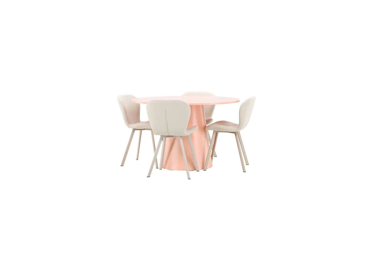 Esstisch Lanzo mit Lilja Stuhl in Pink präsentiert im Onlineshop von KAQTU Design AG. Esszimmerset ist von Venture Home