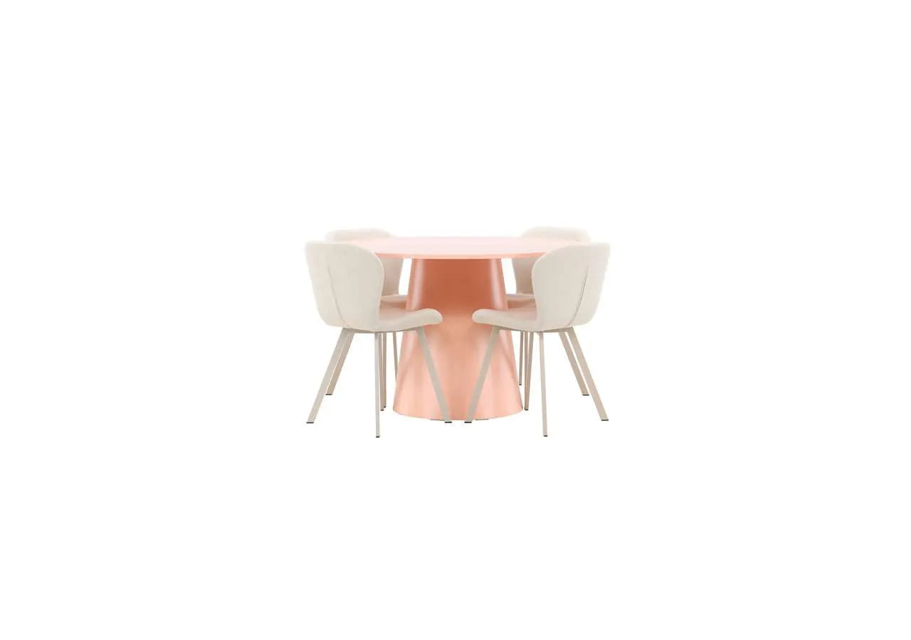 Esstisch Lanzo mit Lilja Stuhl in Pink präsentiert im Onlineshop von KAQTU Design AG. Esszimmerset ist von Venture Home