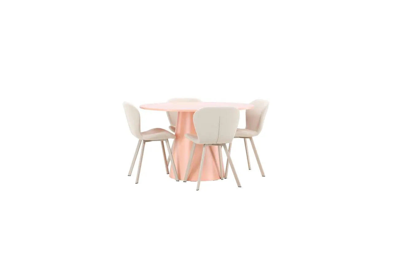 Esstisch Lanzo mit Lilja Stuhl in Pink präsentiert im Onlineshop von KAQTU Design AG. Esszimmerset ist von Venture Home