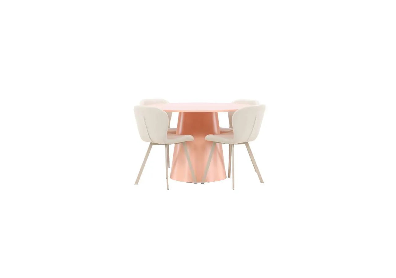 Esstisch Lanzo mit Lilja Stuhl in Pink präsentiert im Onlineshop von KAQTU Design AG. Esszimmerset ist von Venture Home