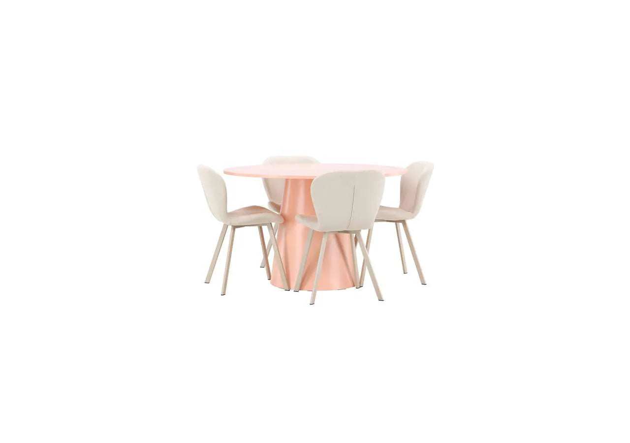 Esstisch Lanzo mit Lilja Stuhl in Pink präsentiert im Onlineshop von KAQTU Design AG. Esszimmerset ist von Venture Home