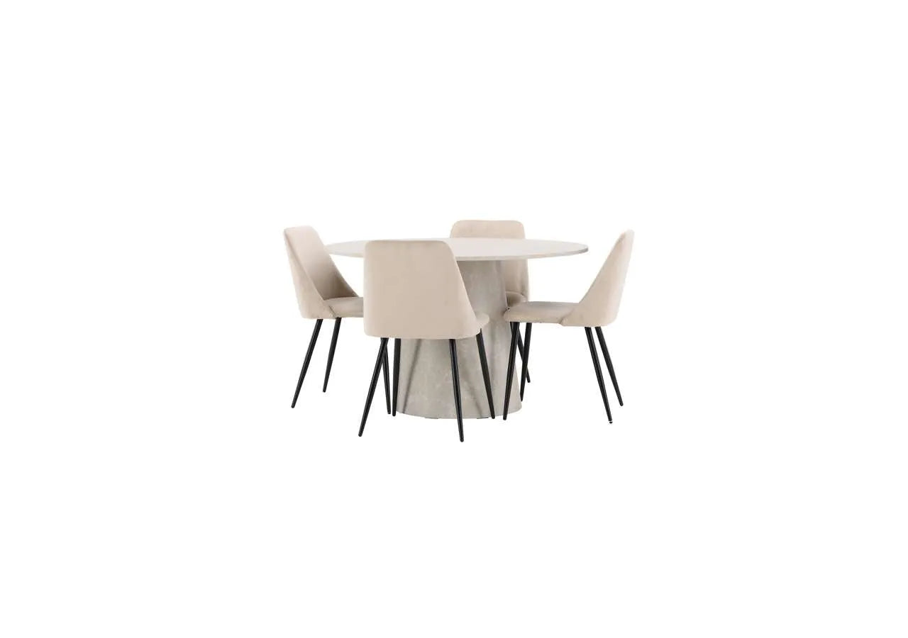 Esstisch Lanzo mit Nachtstuhl in Beige präsentiert im Onlineshop von KAQTU Design AG. Esszimmerset ist von Venture Home