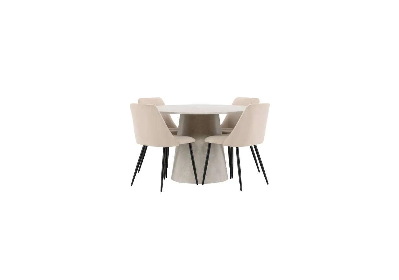 Esstisch Lanzo mit Nachtstuhl in Beige präsentiert im Onlineshop von KAQTU Design AG. Esszimmerset ist von Venture Home