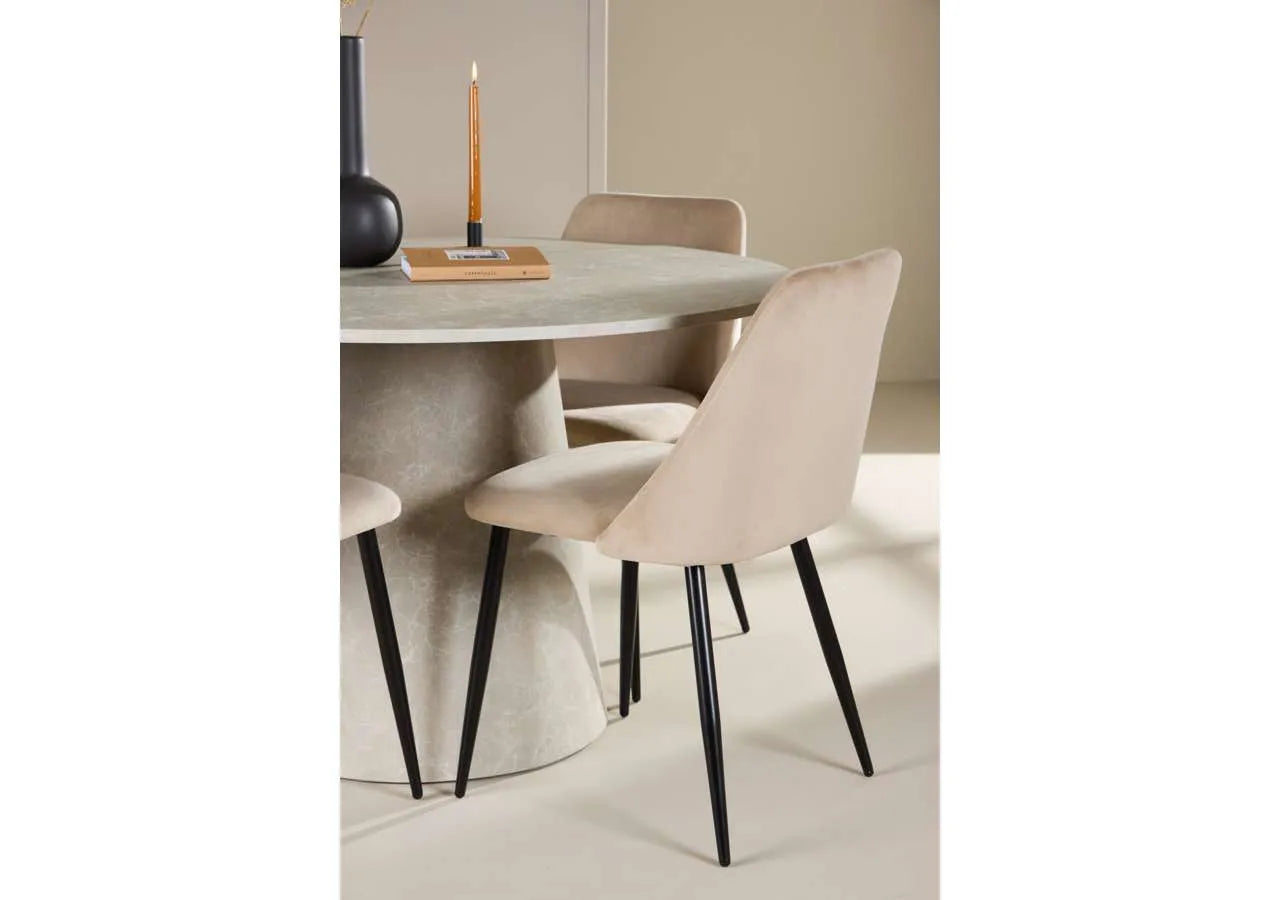 Esstisch Lanzo mit Nachtstuhl in Beige präsentiert im Onlineshop von KAQTU Design AG. Esszimmerset ist von Venture Home