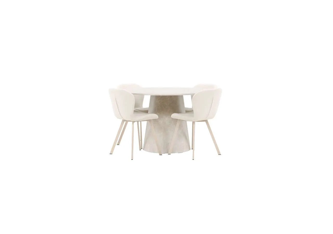 Esstisch Lanzo mit Lilja Stuhl in Beige präsentiert im Onlineshop von KAQTU Design AG. Esszimmerset ist von Venture Home