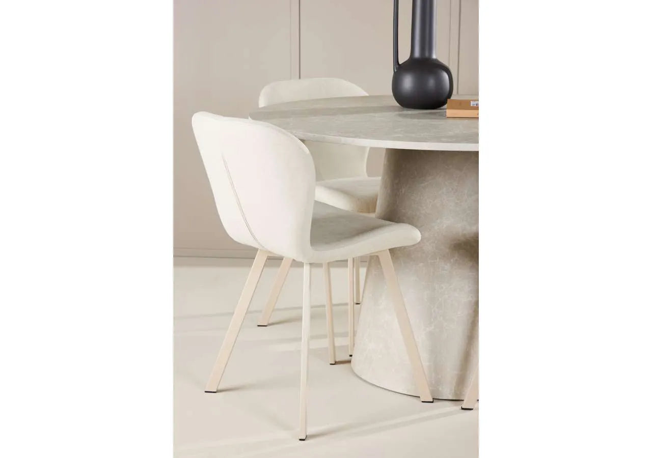 Esstisch Lanzo mit Lilja Stuhl in Beige präsentiert im Onlineshop von KAQTU Design AG. Esszimmerset ist von Venture Home