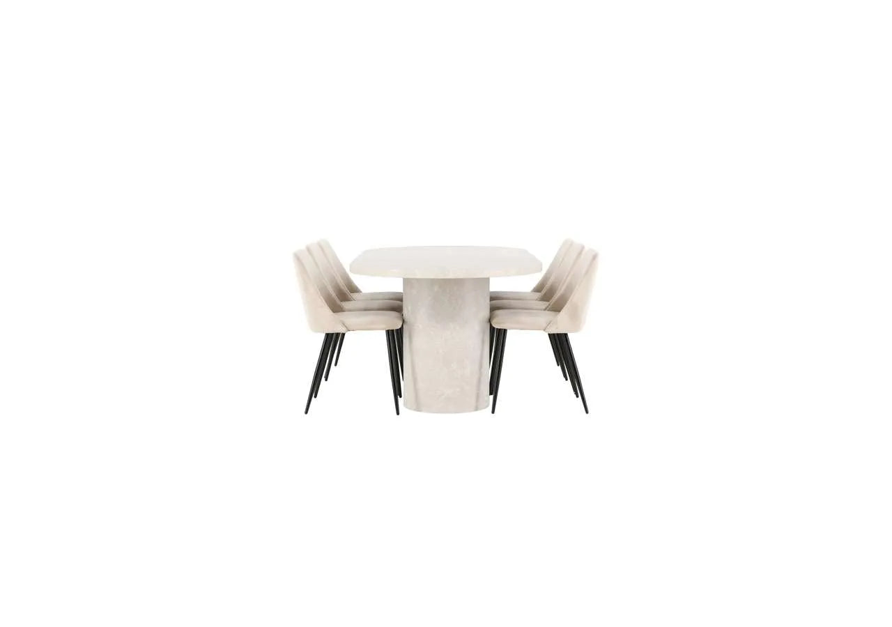 Esstisch Narvik mit Nachtstuhl in Beige präsentiert im Onlineshop von KAQTU Design AG. Esszimmerset ist von Venture Home