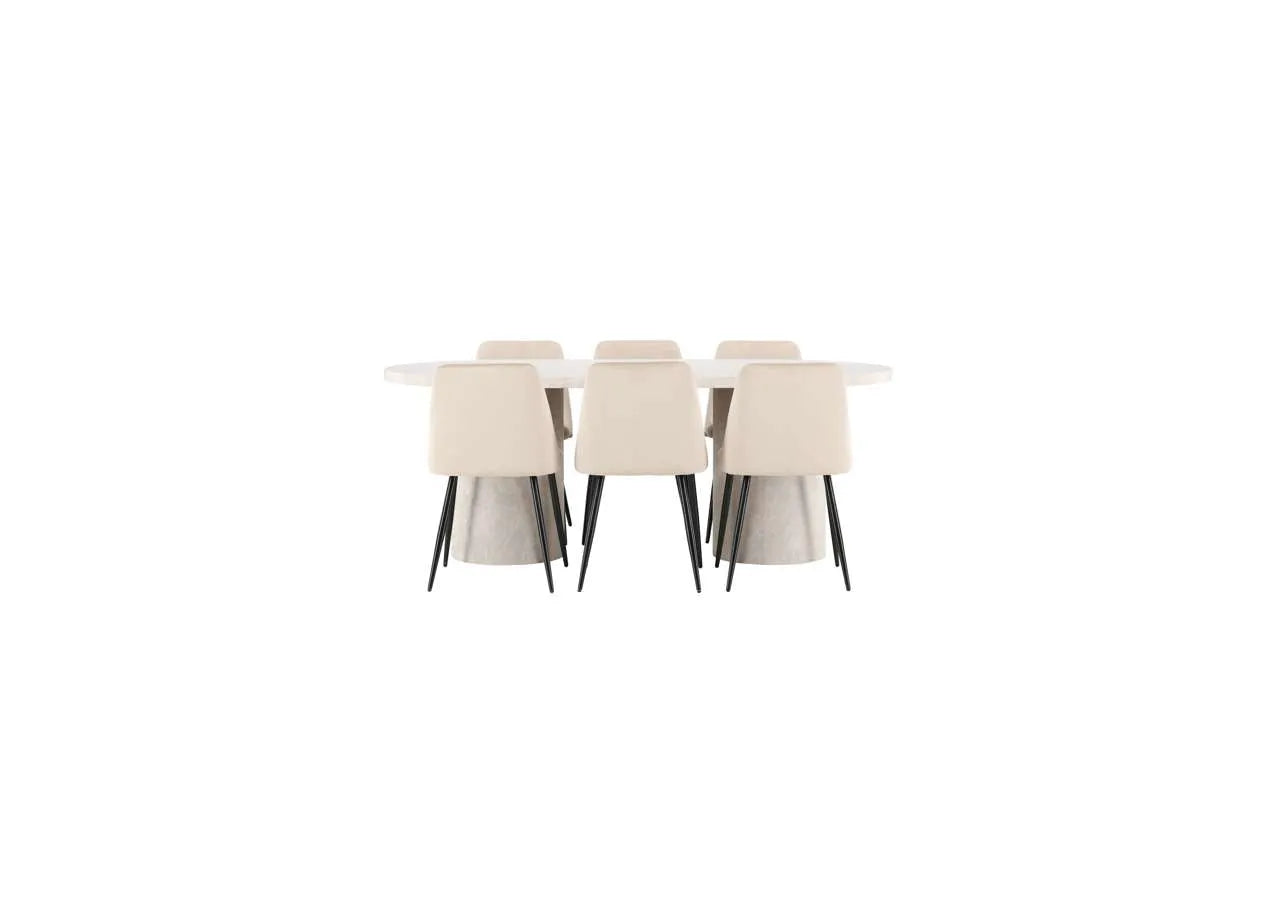 Esstisch Narvik mit Nachtstuhl in Beige präsentiert im Onlineshop von KAQTU Design AG. Esszimmerset ist von Venture Home