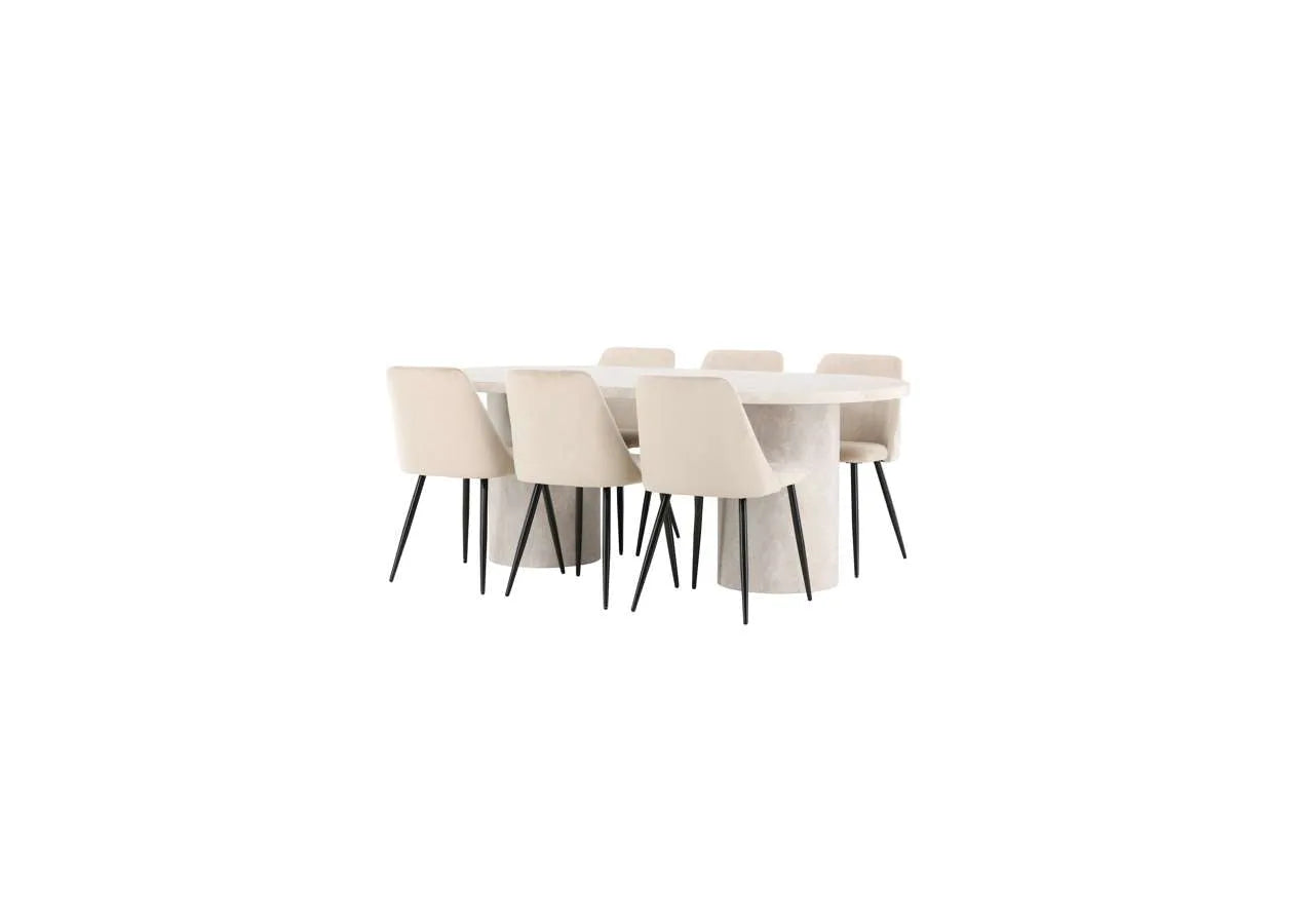 Esstisch Narvik mit Nachtstuhl in Beige präsentiert im Onlineshop von KAQTU Design AG. Esszimmerset ist von Venture Home