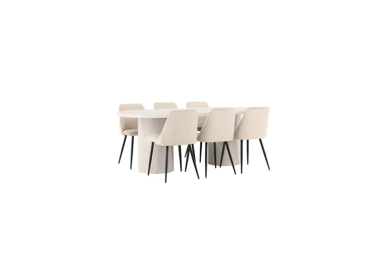 Esstisch Narvik mit Nachtstuhl in Beige präsentiert im Onlineshop von KAQTU Design AG. Esszimmerset ist von Venture Home