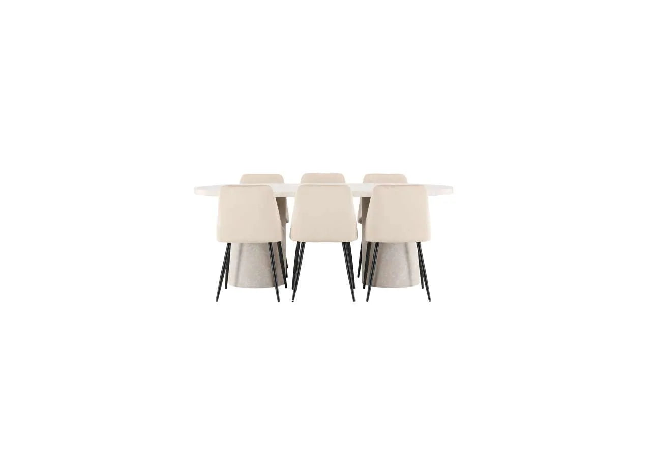 Esstisch Narvik mit Nachtstuhl in Beige präsentiert im Onlineshop von KAQTU Design AG. Esszimmerset ist von Venture Home