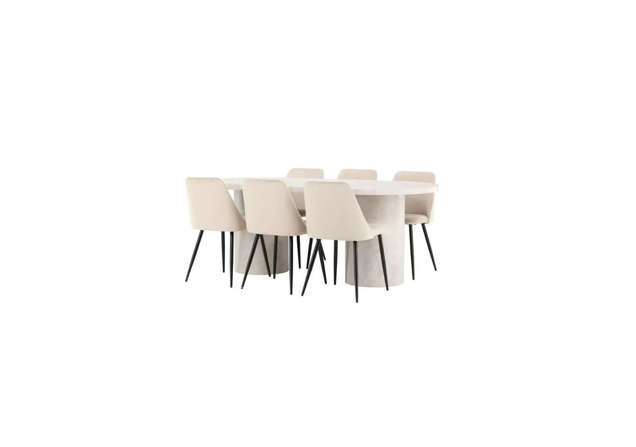 Esstisch Narvik mit Nachtstuhl in Beige präsentiert im Onlineshop von KAQTU Design AG. Esszimmerset ist von Venture Home