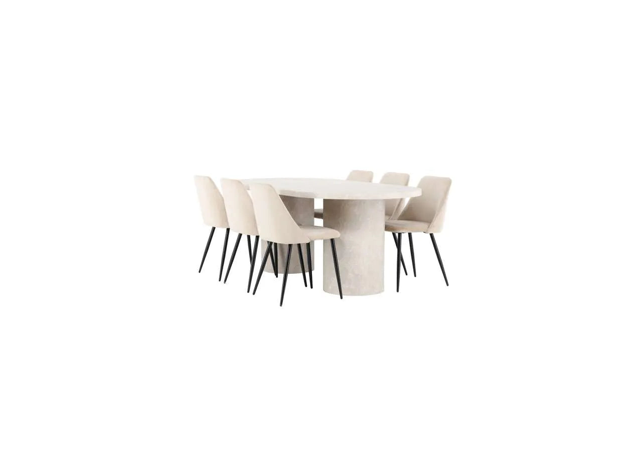 Esstisch Narvik mit Nachtstuhl in Beige präsentiert im Onlineshop von KAQTU Design AG. Esszimmerset ist von Venture Home