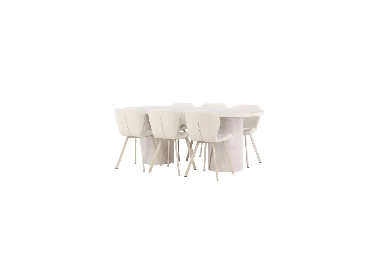 Esstisch Narvik mit Lilja Stuhl in Beige präsentiert im Onlineshop von KAQTU Design AG. Esszimmerset ist von Venture Home