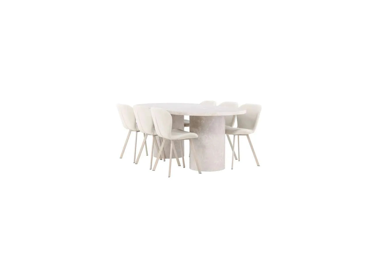 Esstisch Narvik mit Lilja Stuhl in Beige präsentiert im Onlineshop von KAQTU Design AG. Esszimmerset ist von Venture Home