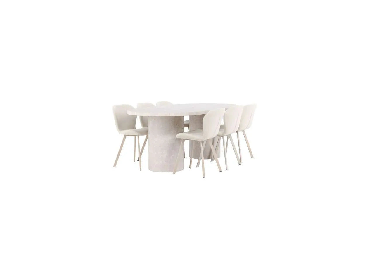 Esstisch Narvik mit Lilja Stuhl in Beige präsentiert im Onlineshop von KAQTU Design AG. Esszimmerset ist von Venture Home