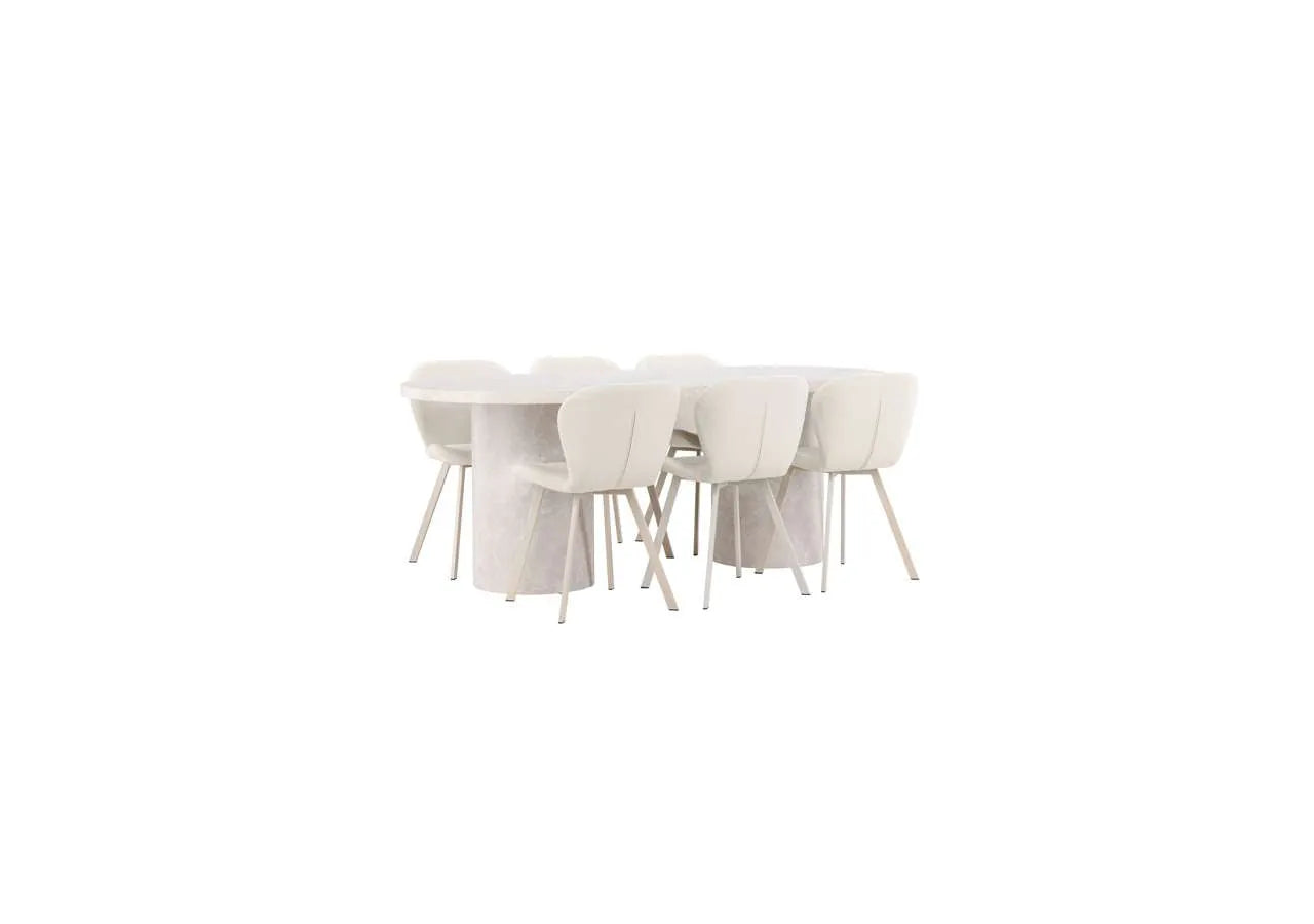 Esstisch Narvik mit Lilja Stuhl in Beige präsentiert im Onlineshop von KAQTU Design AG. Esszimmerset ist von Venture Home