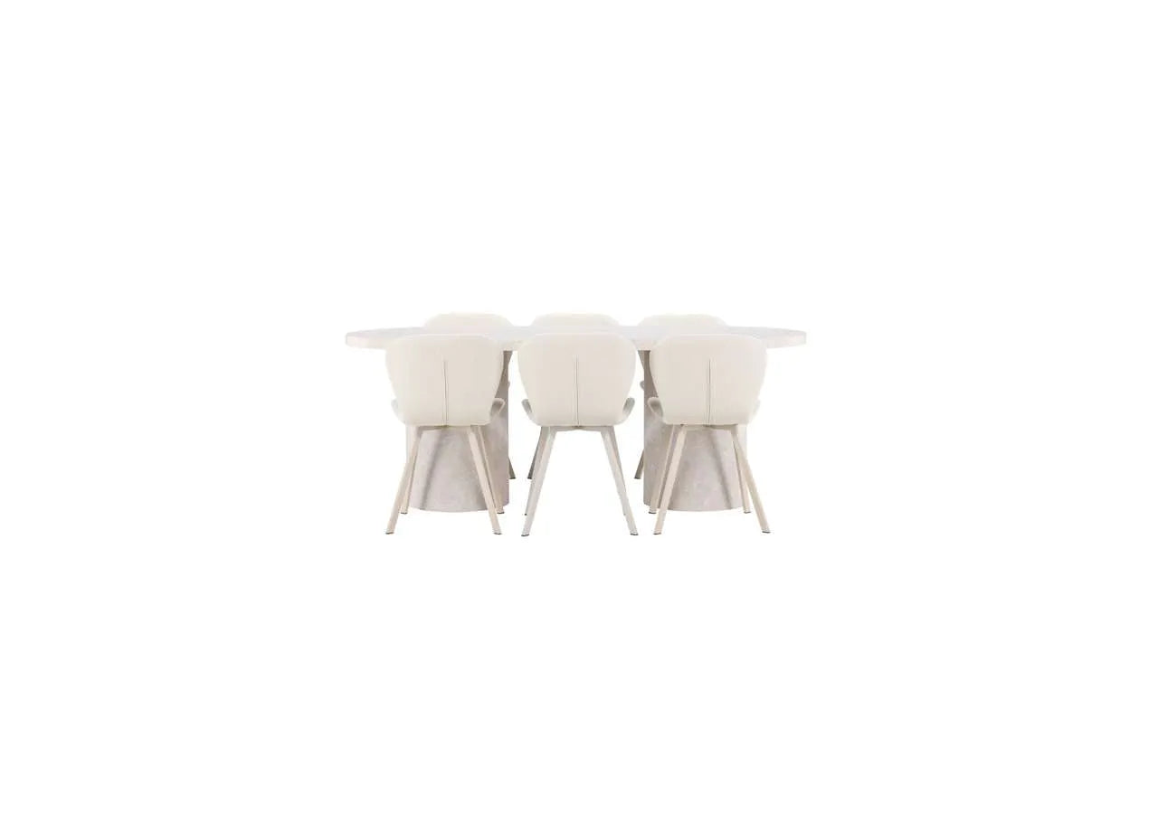 Esstisch Narvik mit Lilja Stuhl in Beige präsentiert im Onlineshop von KAQTU Design AG. Esszimmerset ist von Venture Home