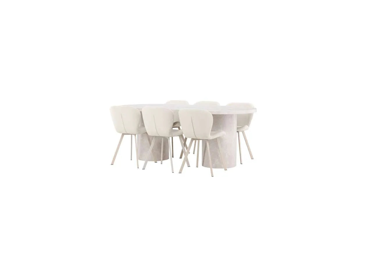 Esstisch Narvik mit Lilja Stuhl in Beige präsentiert im Onlineshop von KAQTU Design AG. Esszimmerset ist von Venture Home