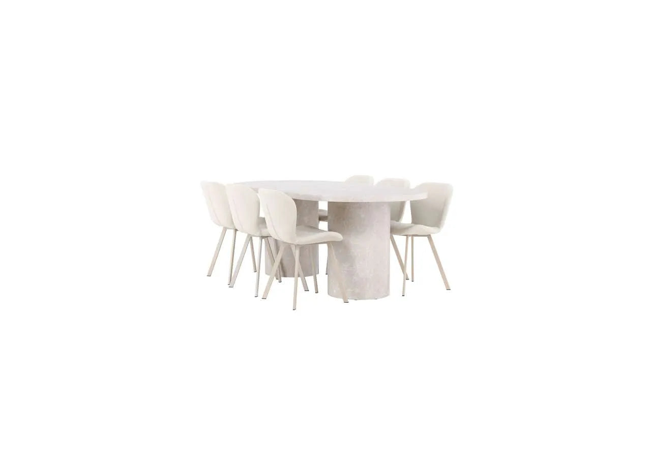 Esstisch Narvik mit Lilja Stuhl in Beige präsentiert im Onlineshop von KAQTU Design AG. Esszimmerset ist von Venture Home