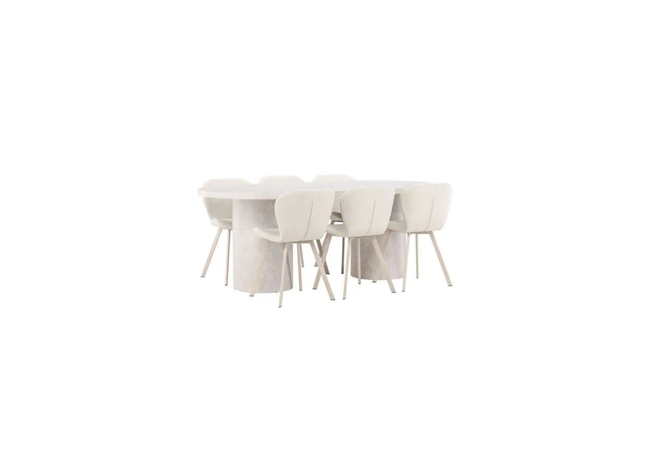 Esstisch Narvik mit Lilja Stuhl in Beige präsentiert im Onlineshop von KAQTU Design AG. Esszimmerset ist von Venture Home