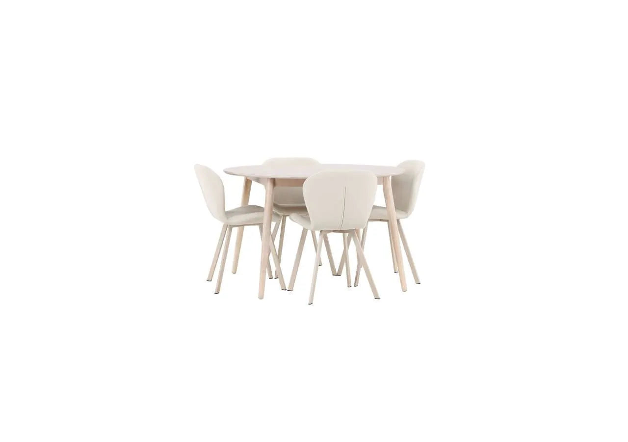 Esstisch Flora mit Lilja Stuhl in White Wash präsentiert im Onlineshop von KAQTU Design AG. Esszimmerset ist von Venture Home