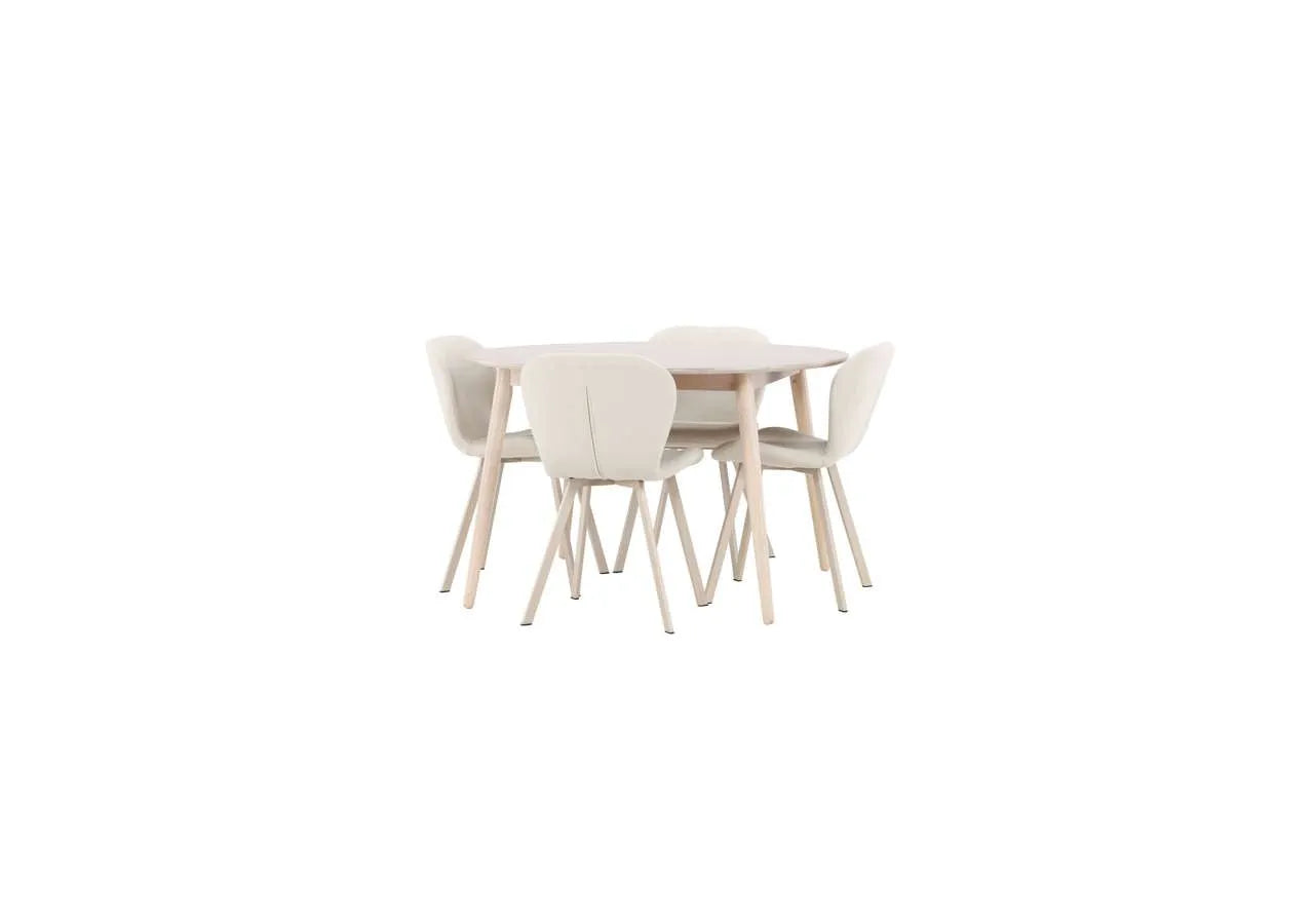 Esstisch Flora mit Lilja Stuhl in White Wash präsentiert im Onlineshop von KAQTU Design AG. Esszimmerset ist von Venture Home