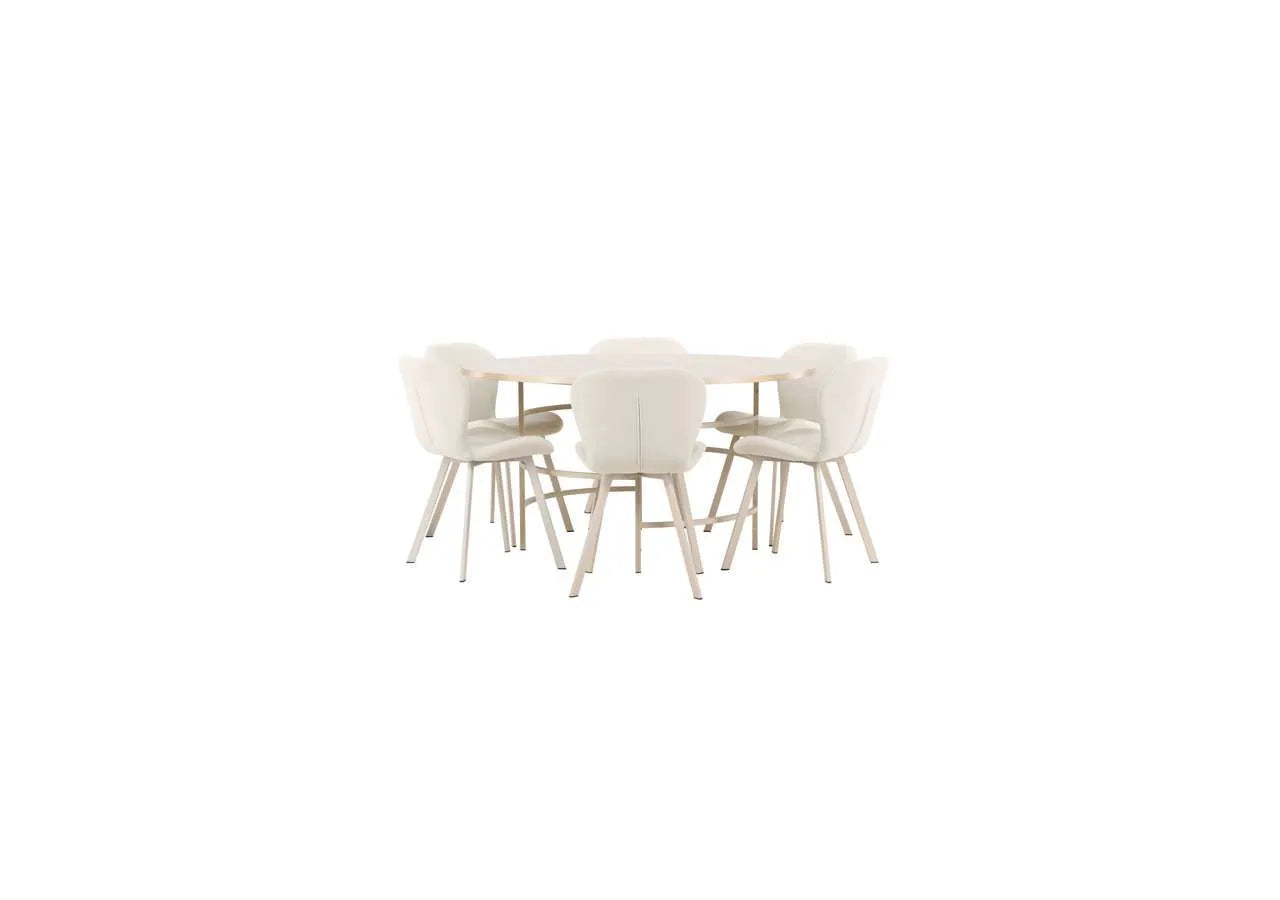 Esstisch Copenhagen mit Lilja Stuhl in White Wash präsentiert im Onlineshop von KAQTU Design AG. Esszimmerset ist von Venture Home