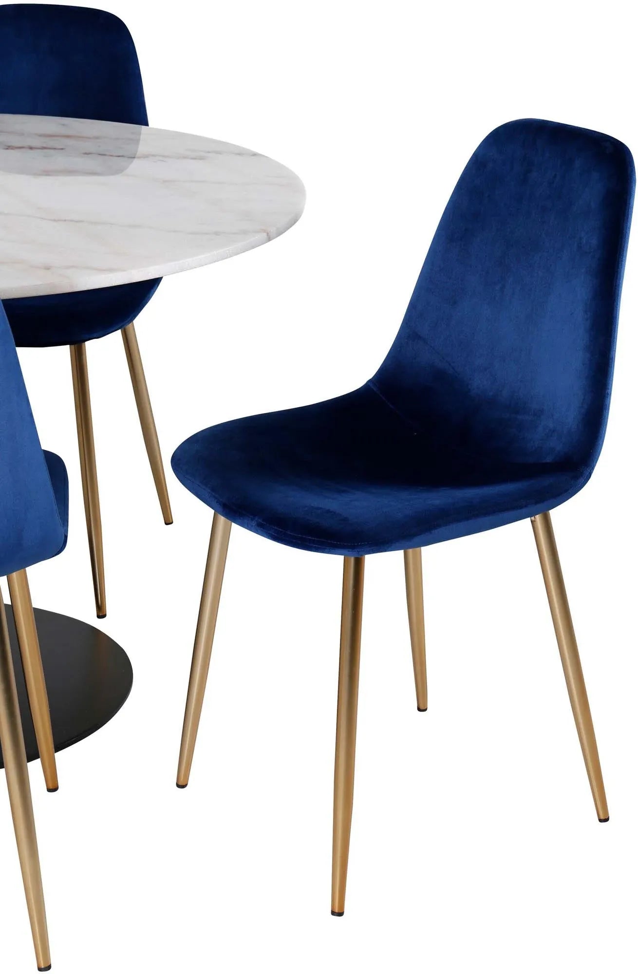 Estelle Esszimmerset + Polar ⌀106cm/6St. in Blau / Gold präsentiert im Onlineshop von KAQTU Design AG. Esszimmerset ist von Venture Home