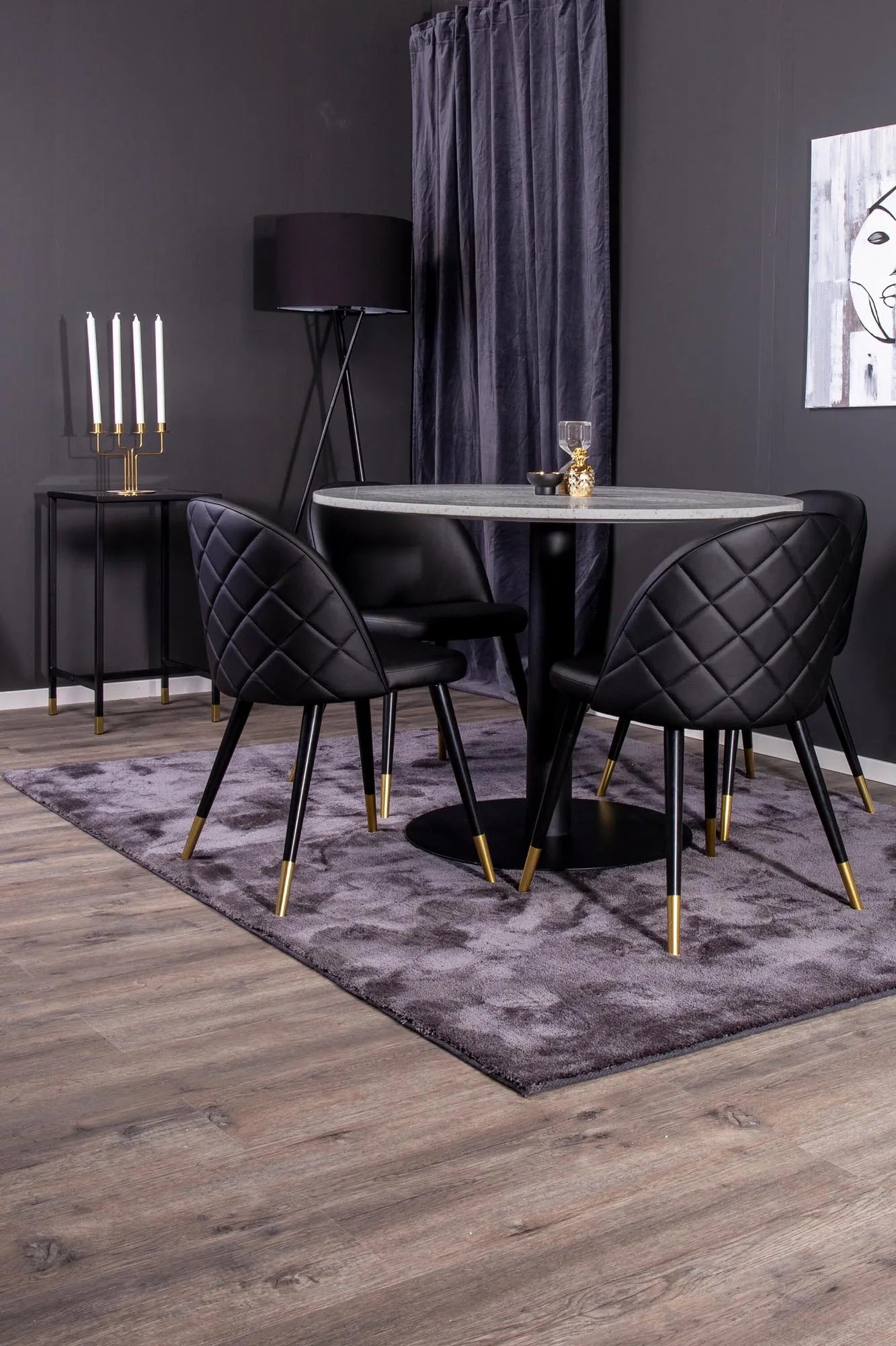 Razzia Esszimmerset + Velvet ⌀106cm/4St. in Grau / Schwarz / Gold präsentiert im Onlineshop von KAQTU Design AG. Esszimmerset ist von Venture Home