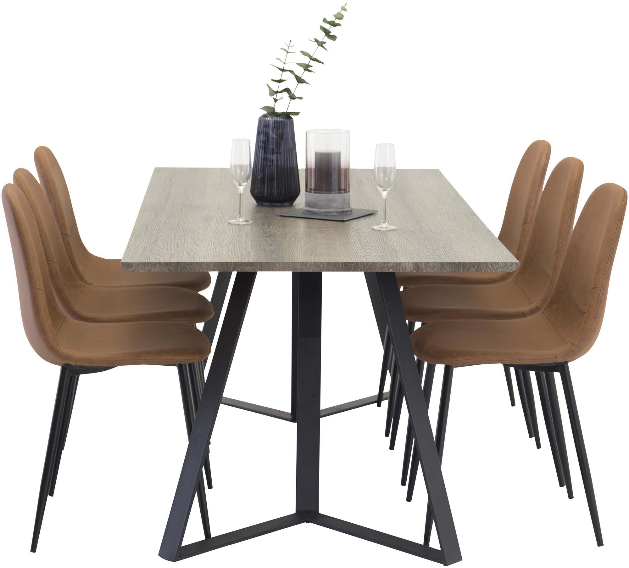 Marina Esszimmerset Polar 180cm/6St. in Schwarz / Braun präsentiert im Onlineshop von KAQTU Design AG. Esszimmerset ist von Venture Home