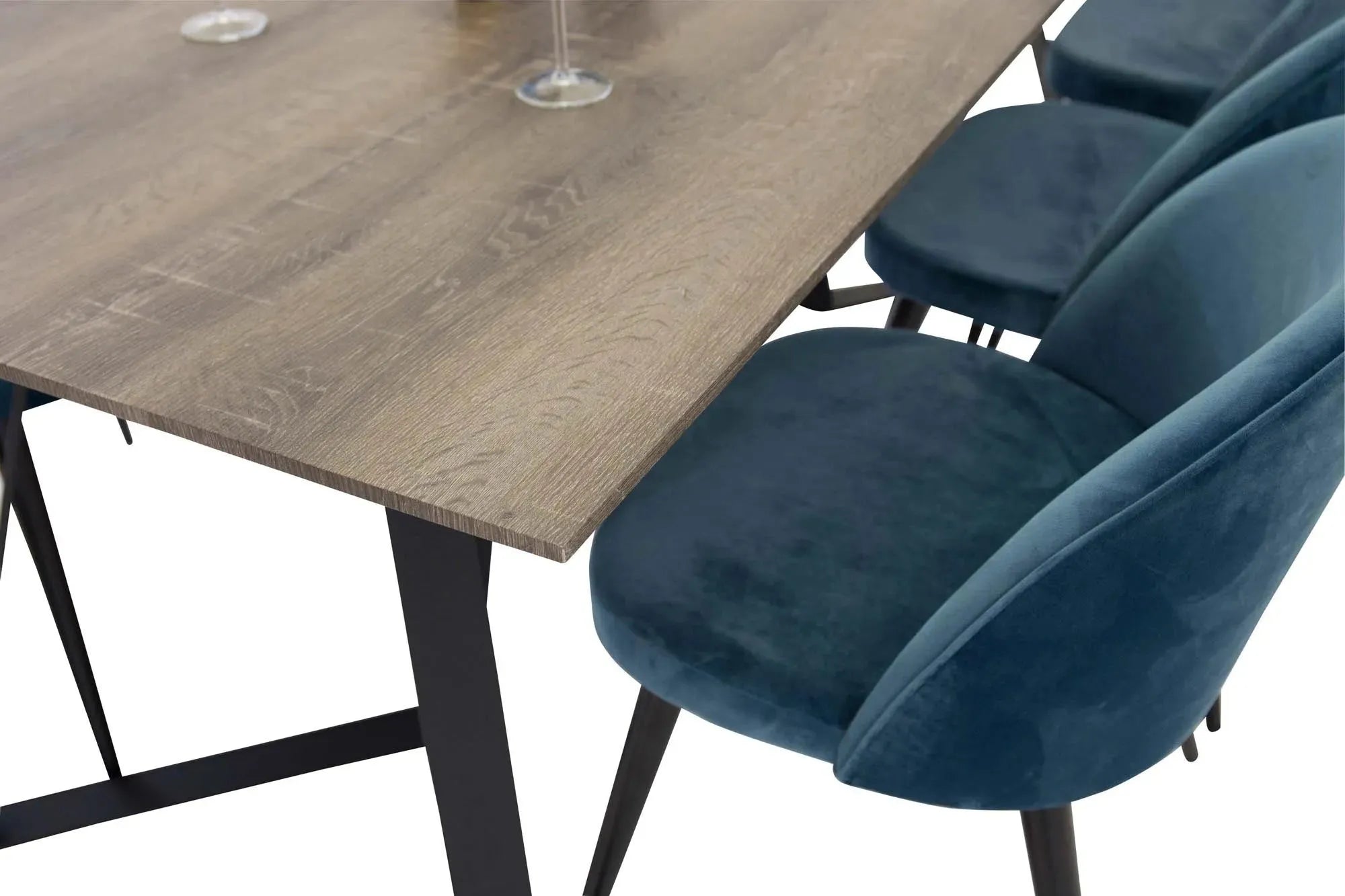 Marina Esszimmerset Velvet 180cm/6St. in Braun / Schwarz / Blau präsentiert im Onlineshop von KAQTU Design AG. Esszimmerset ist von Venture Home