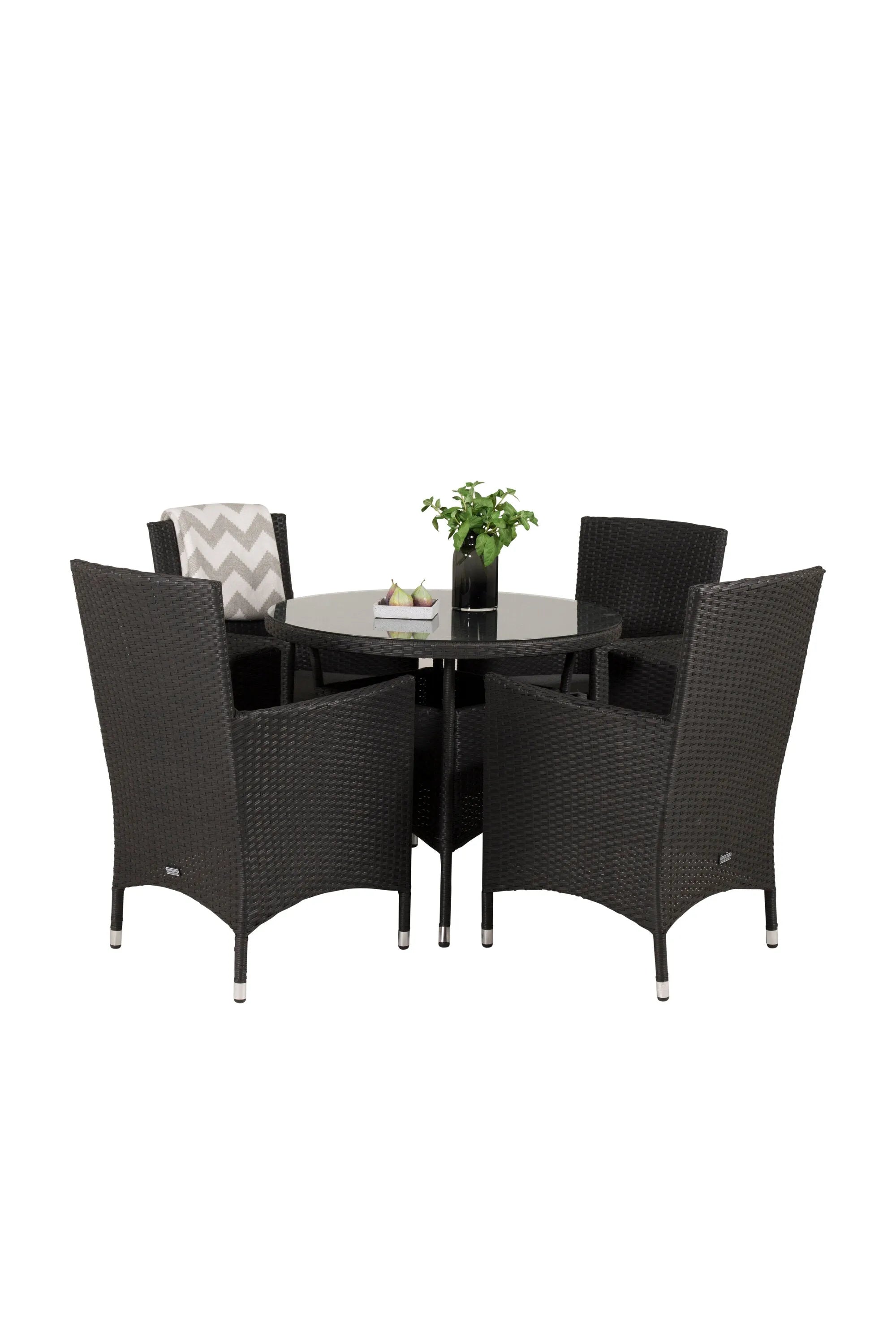 Volta Runder Esstisch-Set in Schwarz/Schwarz präsentiert im Onlineshop von KAQTU Design AG. Gartentischset ist von Venture Home