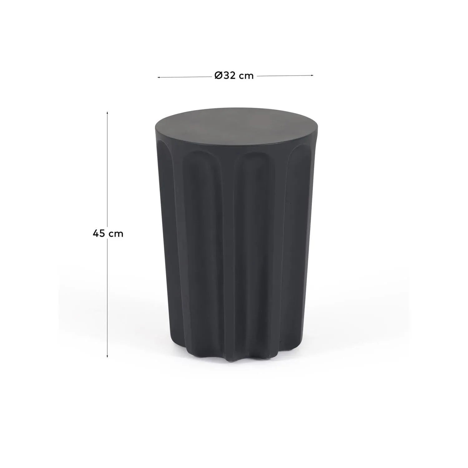 Eleganter Outdoor-Tisch aus Zement, Ø 32 cm, in edlem Schwarz.