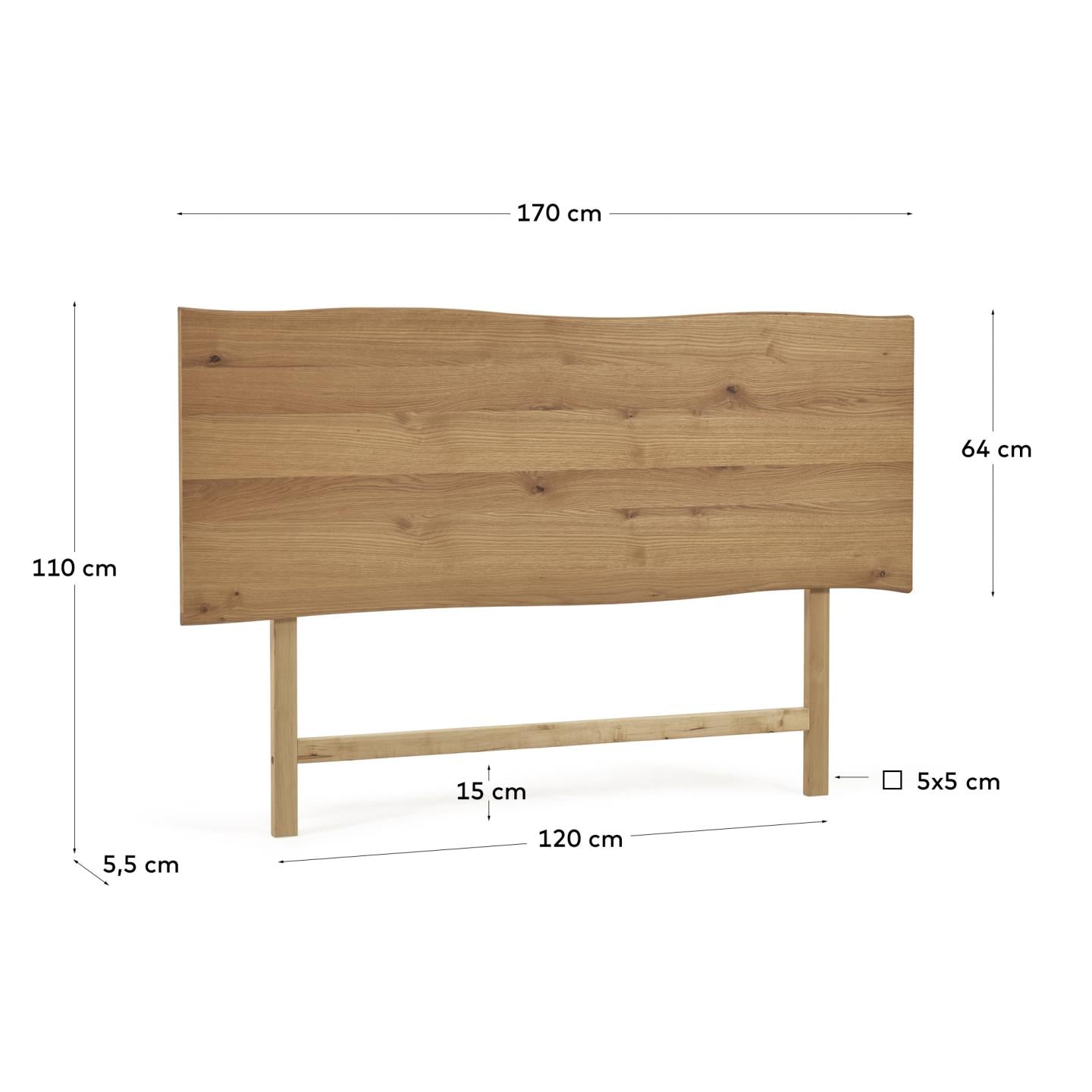 Rasha Bettkopfteil aus Eichenfurnier mit natürlichem Finish für Bett von 160 cm in Braun präsentiert im Onlineshop von KAQTU Design AG. Zubehör Bett ist von Kave Home