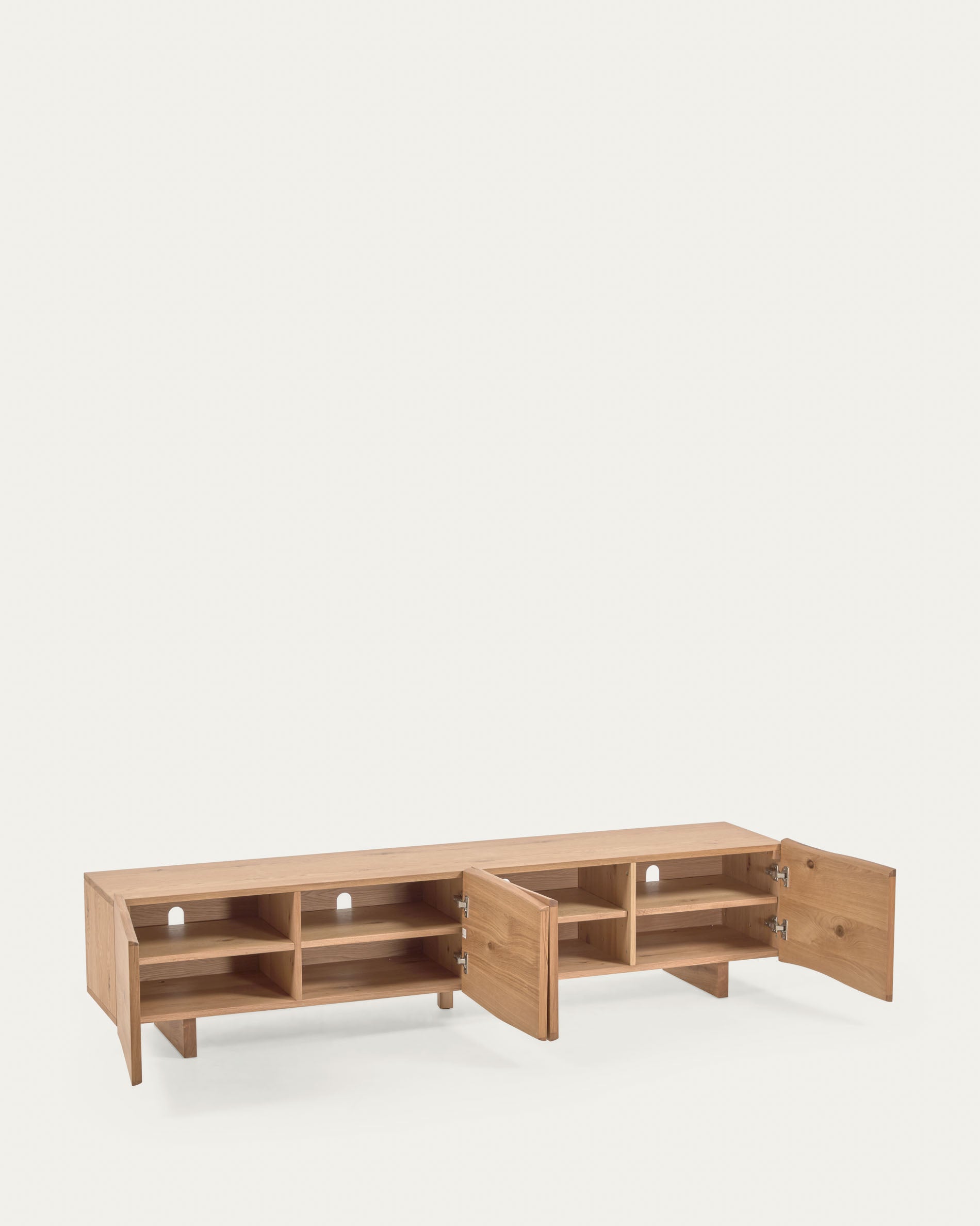 Rasha TV-Schrank 4 Türen aus Eichenfurnier mit natürlichem Finish 200 x 45 cm in Braun präsentiert im Onlineshop von KAQTU Design AG. Sideboard ist von Kave Home